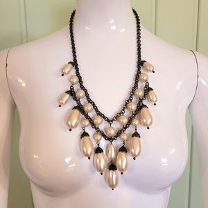 Talbots pearl statement bib necklace